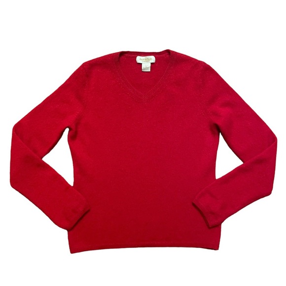 Peck & Peck Sweaters - Peck & Peck Red 2 Ply Cashmere V Neck Pullover Sweater size L